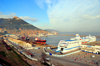 Oran, Algeria / Algrie: harbor - Bassin d'Arzew - Alicante ferry El Djazair II and Harbour Station - Djebel Murdjadjo mountain in the background - photo by M.Torres |  le port - Bassin d'Arzew - ferry pour Alicante, l'El Djazair II et le Arctic Stream - Gare Maritime - montagne Djebel Murdjadjo