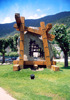 Andorra - Encamp: timber and stone contraption in the town's gardens - Parc del Prat Gran, Avinguda del Prncep Benlloch - photo by M.Torres