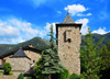 Andorra la Vella, Andorra: Casa de la Vall, north side - headquarters of the General Council of Andorra, the unicameral parliament of Andorra - built in 1580 as a manor and tower defense by the Busquets family - mountains in the background - photo by M.Torres