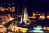 Andorra - Escaldes-Engordany: Caldea - the Pyramid at night - architect Jean-Michel Ruols (photo by M.Torres)