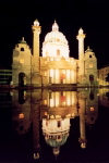 Austria / sterreich -  Vienna: Church of St. Charles - nocturnal - Vienna city centre - Unesco world heritage site (photo by M.Torres)