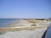 Azerbaijan - Hovsani - south coast of the Absheron peninsula - Baki Sahari: beach umbrellas - Caspian sea - photo by F.MacLachlan