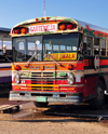 Belize City, Belize: Sartaneja Blue Bird bus on Regent St west - photo by M.Torres