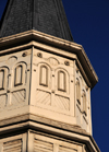 Winnipeg, Manitoba, Canada: wooden spire of Holy Trinity Anglican Church - architect Charles H. Wheeler - neo-Gothic style - Graham Avenue - National Historic Site - photo by M.Torres