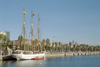 Catalonia - Barcelona: tall ship - the marina - Port Vell - the boat Santa Eullia at Moll de la fusta, Museu maritim - velero - pailebote - photo by M.Bergsma