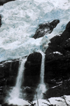 Torres del Paine National Park, Magallanes region, Chile: avalanche creates a snow river in the French Valley - falls - photo by C.Lovell