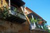 Colombia - Cartagena: old balconies with flowers - photo by D.Forman