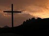 Corsica - Haute-Corse: cross with Cinque Fratti in the background  / les 5 freres (photo by J.Kaman)