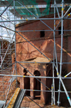 Lalibela, Amhara region, Ethiopia: Bet Maryam rock-hewn church with scaffolding and roof - photo by M.Torres