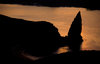 Bartolom Island, Galapagos Islands, Ecuador: Pinnacle Rock and the sea at sunset - from Pinnacle Rock Overlook - photo by C.Lovell