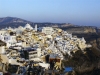 Greek islands - Santorini / Thira / JTR: Fira - terraces - top of the hill: Orthodox Cathedral - background: mount Profitis Ilias - photo by A.Dnieprowsky