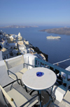 Greece, Cyclades, Santorini: early morning in Santorini. A cruise ship lies at anchor. - photo by P.Hellander