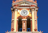 Greek islands - Dodecanese archipelago - Symi island - Panormitis - Monastery of the Archangel Michael - belltower clock - photo by A.Dnieprowsky