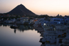 Pushkar, India, Rajasthan: waterfront at dusk - Nawal Sagar artificial lake - photo by M.Wright