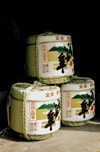 Japan - Fukuoka - island of Kyushu: three barrels of sake - photo by S.Lapides