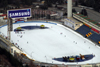 Kazakhstan, Medeu / Medeo ice stadium, Almaty: seen from the dam - outdoor speed skating rink - photo by M.Torres