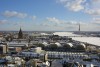 Latvia / Latvija - Riga: over the Daugava - bus terminal and TV tower on Lutzausholm island / TV Tornis, Salu tilts, Lucavsala (photo by Alex Dnieprowsky)