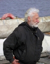 Latvia - Ventspils: a yacht skipper's lined face (photo by A.Dnieprowsky)