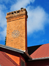 Antananarivo / Tananarive / Tana - Analamanga region, Madagascar: Haute Ville - chimney - clock without hands - photo by M.Torres