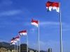 Monte-Carlo: Monegasque flags - flags of Monaco  (photo by D.Jackson)