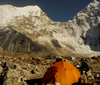 Khumbu region, Solukhumbu district, Sagarmatha zone, Nepal: tent at Island peak base camp - Imja Tse - photo by E.Petitalot