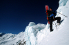 Khumbu region, Solukhumbu district, Sagarmatha zone, Nepal: climbing snowboarder at 5900m on Mera Peak - Hinku Valley - Sagarmatha National Park - photo by S.Egeberg