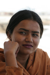 Karachi, Sindh, Pakistan: a girl lost in thought at the seaside - photo by R.Zafar