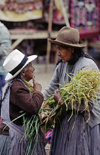 Pisac, Cuzco region, Peru: Quechua women at the Sunday market  a little gossip - Sacred Valley - photo by C.Lovell