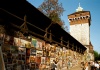 Poland - Krakow / Caracovia / Crakow: city walls and art market along Florianska street - photo by J.Kaman