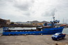 Basseterre, Saint Kitts island, Saint Kitts and Nevis: 'Sea Hustler', cargo and passenger ferry bound for Nevis Island - Ferry Terminal, Port Zante in the background - photo by M.Torres