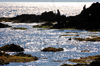 Portixeddu, Fluminimaggiore, Carbonia-Iglesias province, Sardinia / Sardegna / Sardigna: rocks, anglers and sun reflections - photo by M.Torres