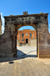 Tuili, Medio Campidano province, Sardinia / Sardegna / Sardigna: the Cultural Center - Villa Asquer and gateway - 18th century neo-classical building by architect Gaetano Cima - photo by M.Torres