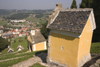 Chapel of Saint Rok near Smarje pri Jelsah - the way of the cross pilgrimage trail - calvary - valley view, Slovenia - photo by I.Middleton