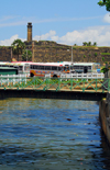 Galle, Southern Province, Sri Lanka: northern walls, canal and bus station - Old Town - UNESCO World Heritage Site - photo by M.Torres