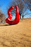 Oklahoma City, OK, USA: Myriad Botanical Gardens - bright red sculpture 'Gateway' by Hans Van de Bouvenkamp - corner of Hudson and Sheridan - photo by M.Torres