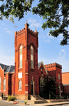 Charlotte, North Carolina, USA: Grace A.M.E. Zion Church - 1902 red brick late Gothic Revival style building, one of the oldest black churches in Charlotte - S. Brevard Street - photo by M.Torres