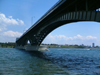 Buffalo, New York State, USA: Peace Bridge over the Niagara River - view from Fort Erie, Canada - arched spans - photo by R.Grove