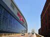 Louisville, Kentucky, USA: KFC Yum Center and entry to the Clark Bridge - used by the Louisville Cardinals basketball team - photo by M.Torres