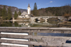 Slovenia - Ribcev Laz - fence - view Bohinj Lake in Spring - photo by I.Middleton