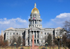 Denver, Colorado, USA: Colorado State Capitol - East Colfax Avenue - main faade and obelisk, from Civic Center Park - photo by M.Torres