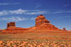 Valley of the Gods,  Blanding, San Juan County, Utah, USA: eroded red sandstone formations - buttes and contrails - photo by A.Ferrari