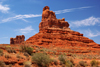 Valley of the Gods, San Juan County, Utah, USA: two buttes and contrails - photo by A.Ferrari